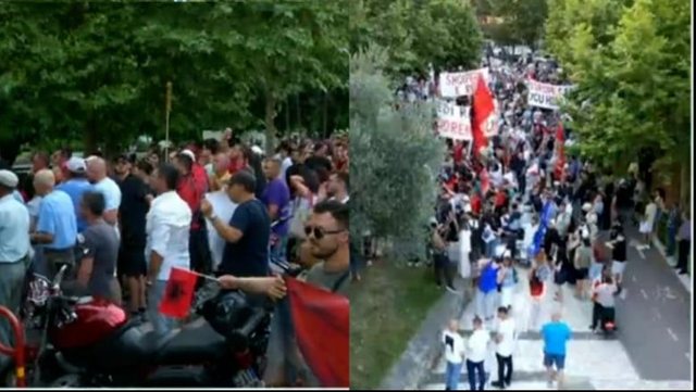 Pas Kuvendit, protestuesit ndalin marshimin te selia e PD, përplasje me militantët demokratë: Opozitë e shitur! Pas Kuvendit, protestuesit ndalin marshimin te selia e PD, përplasje me militantët demokratë: Opozitë e shitur!