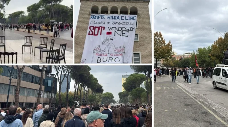 Studentë dhe pedagogë sërish para zyrës së Kryeministrit, nuk ka “tym të bardhë” për dialog me Ramën. Protesta sot pa molotovë e gurë dhe gaz lotsjellës e plumba gome